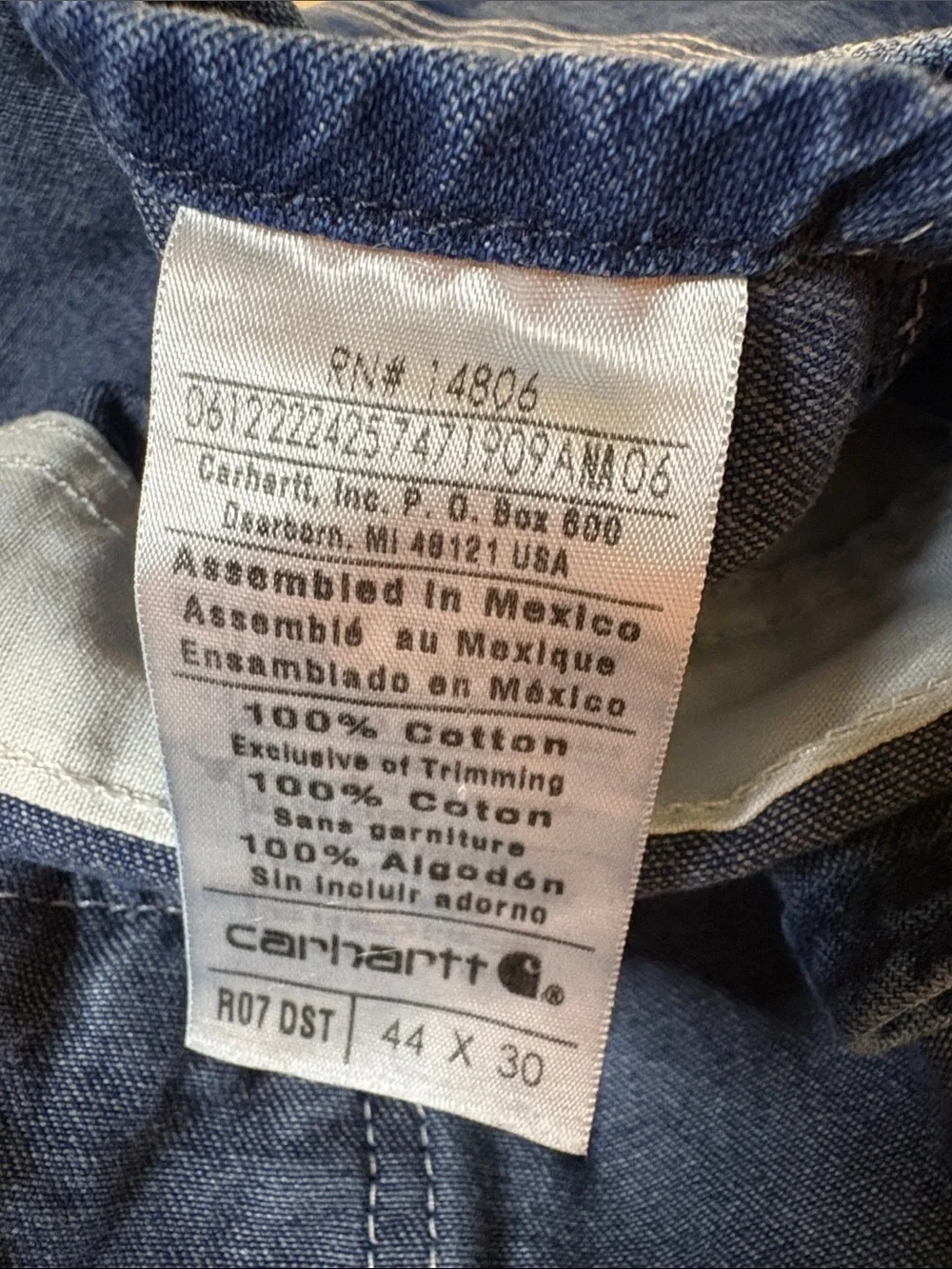 🔥 Carhartt Loose Fit Denim Bib Overalls | R07 Darkstone | 44x30 | EUC work blue